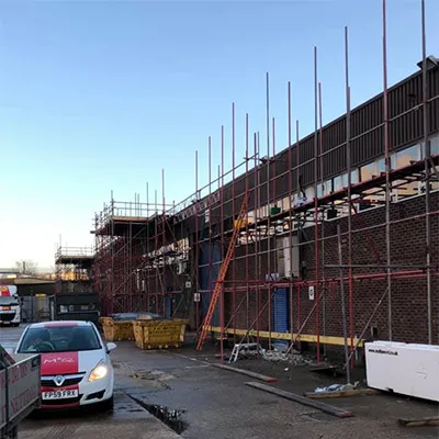 scaffolding on a wall