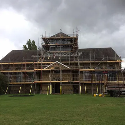 building with scaffolding