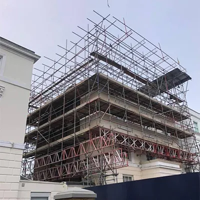 scaffolding on white building